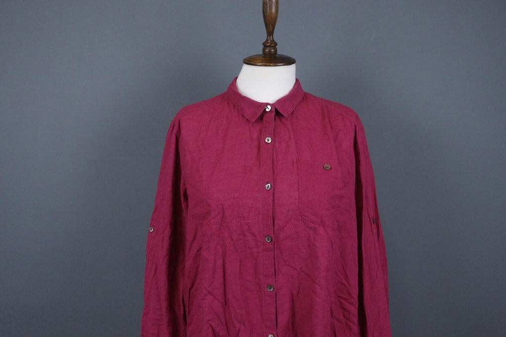 GUDRUN SJODEN Red Long Sleeve Button Front Shirt Dress – Size M