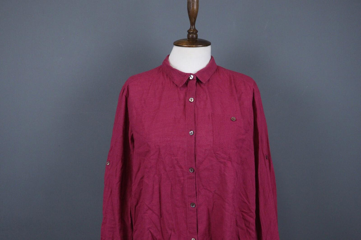 GUDRUN SJODEN Red Long Sleeve Button Front Shirt Dress – Size M
