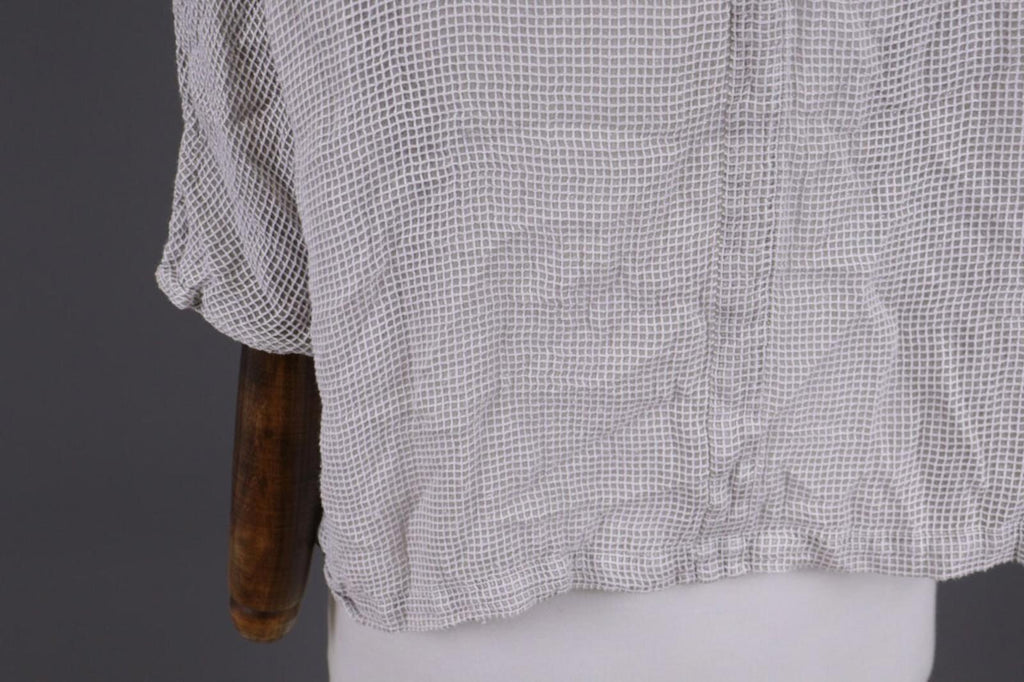 GRIZAS Gray Open Knit Silk Button Down 3/4 Sleeve Blouse Shirt Tunic – Size M