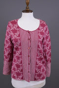 OLENA ESPELAND Pink Floral Wool Silk Knit Cardigan Sweater – Size M