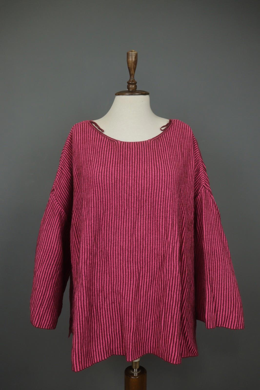GUDRUN SJODEN Pink 100% Cotton Knit Long Sleeve Round Neck Sweater – Size L/XL