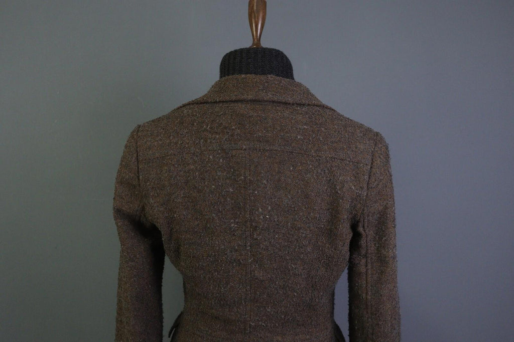 DOLCE&GABBANA Brown and Black Wool Full Zip Sweater with Blazer Jacket – Size 42