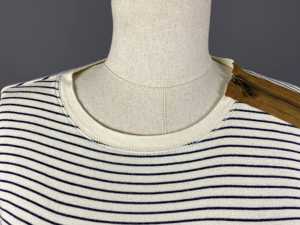 LAUREN JEANS COMPANY RALPH LAUREN Striped Elbow Patches Sweater – Size M