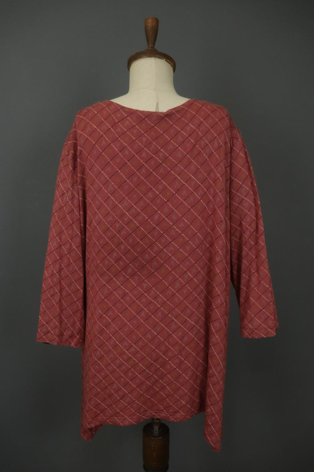 GUDRUN SJODEN Multicolor Geometric Long Sleeve Round Neck Shift Dress – Size XXL