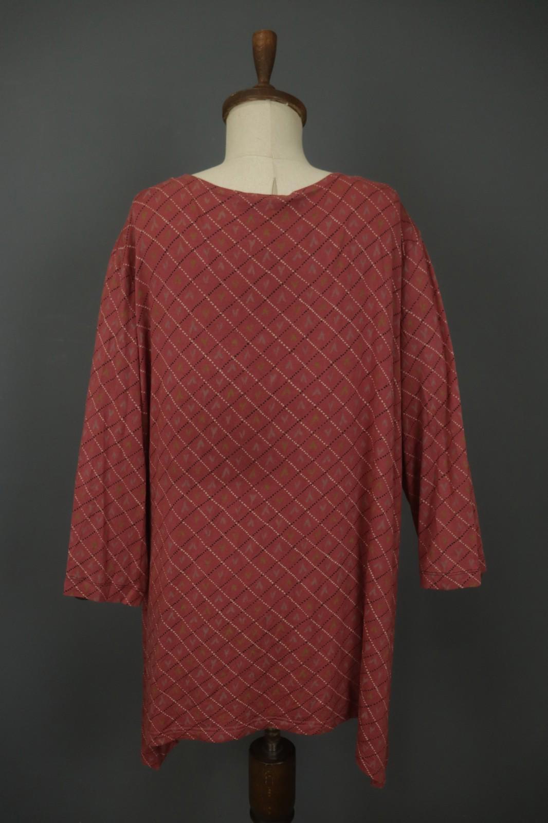 GUDRUN SJODEN Multicolor Geometric Long Sleeve Round Neck Shift Dress – Size XXL