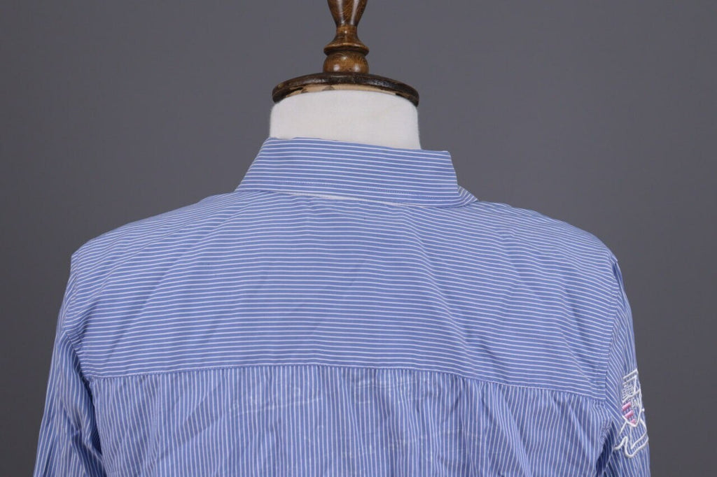 La Martina Blue Pinstripe Long Sleeve Blouse Shirt – Size M – Used