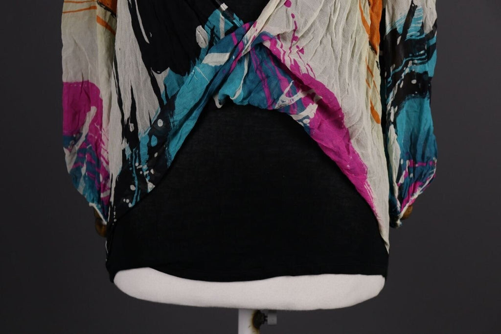 CUSTO BARCELONA Multicolor Abstract Silk Lagenlook Long Sleeve Top Shirt – Size 2