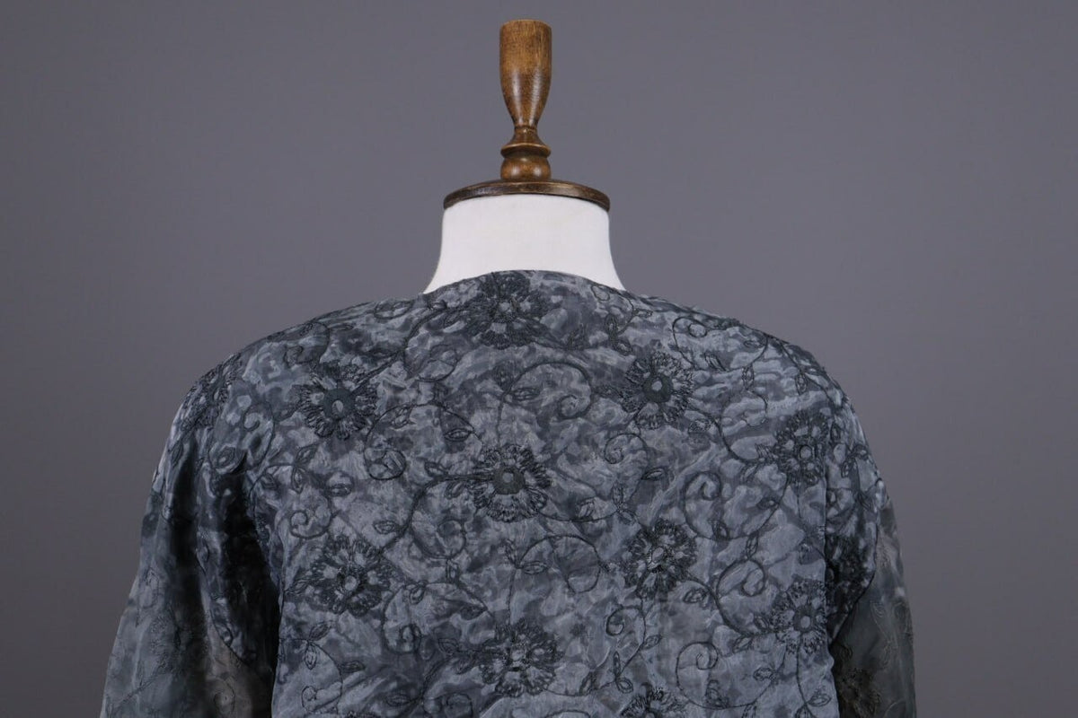Absolut By Zebra Gray Floral Button Down Lightweight Lagenlook Jacket – Size 2 / M