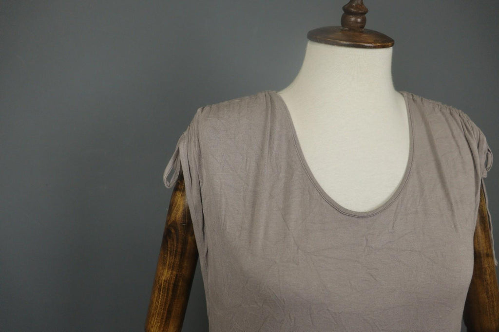 GUDRUN SJODEN Gray Viscose Blend Scoop Neck Shoulder Tie Babydoll Dress – Size M