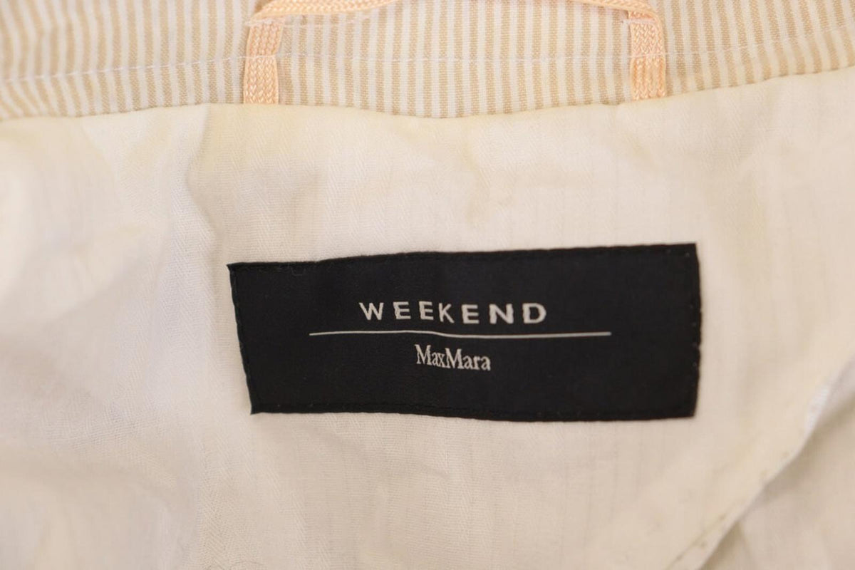 WEEKEND MAX MARA Beige Pinstripe One Button Blazer Jacket – Size USA 10