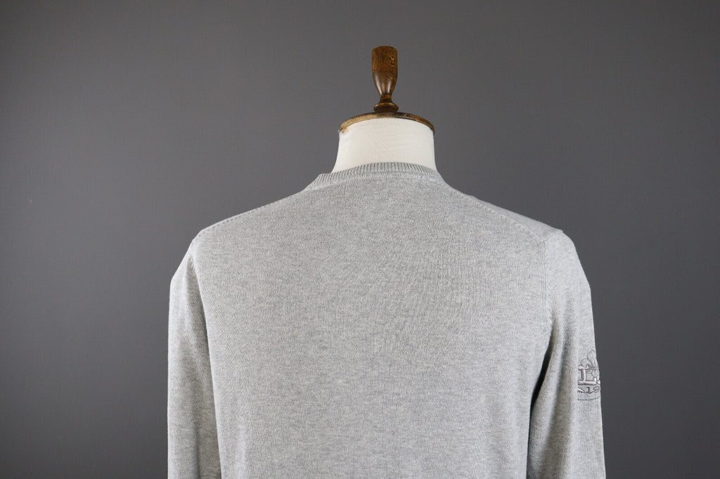 La Martina Buenos Aires Grey Cotton V-Neck Sweater – Men's S