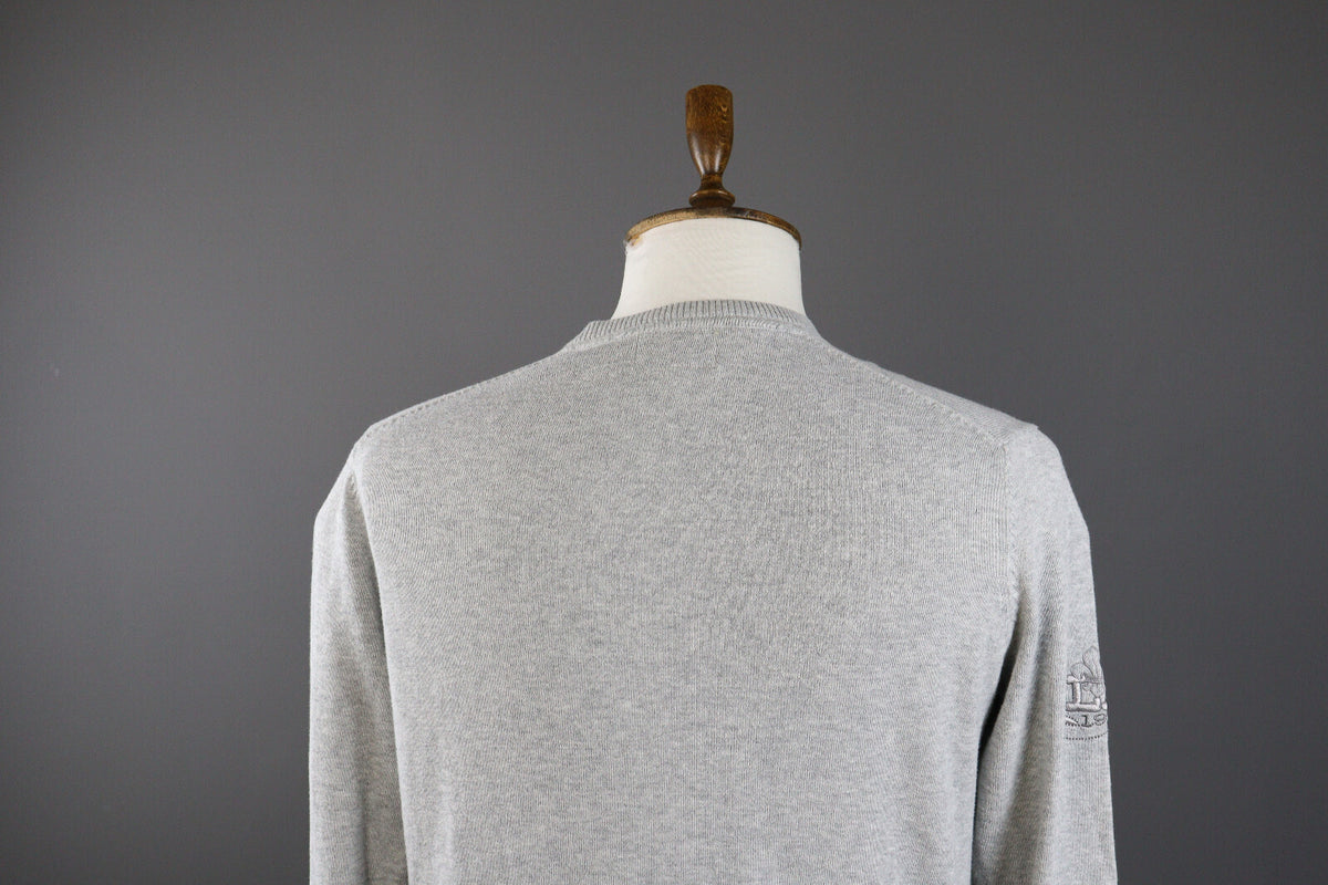 La Martina Buenos Aires Grey Cotton V-Neck Sweater – Men's S