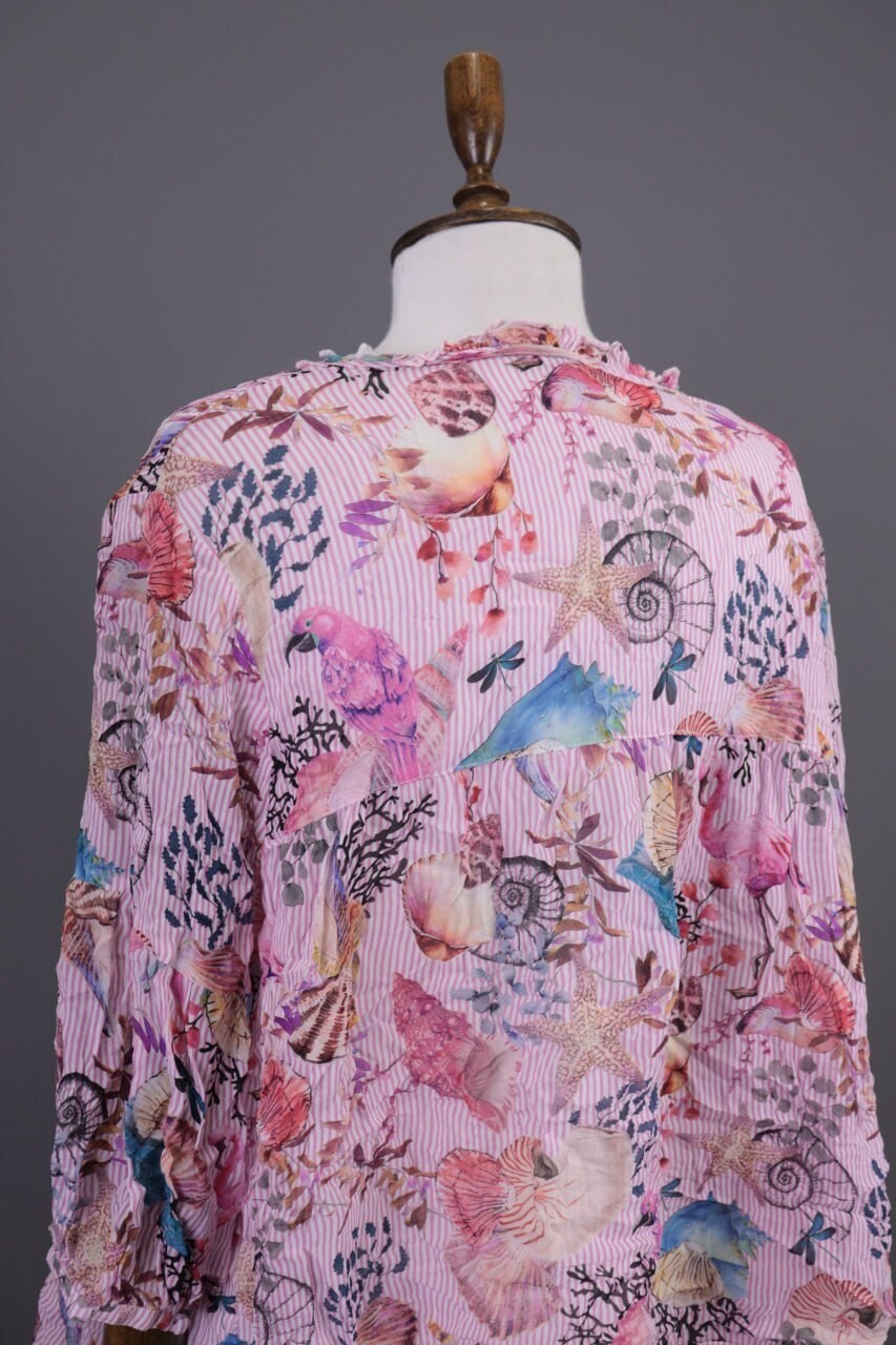 Princess Goes Hollywood Pink Shell Printed 3/4 Sleeve Blouse Shirt Sz 46 / XL