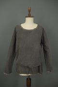 RUNDHOLZ Gray Round Neck Casual Long Sleeve Regular Fit Pullover Blouse Top Sz M