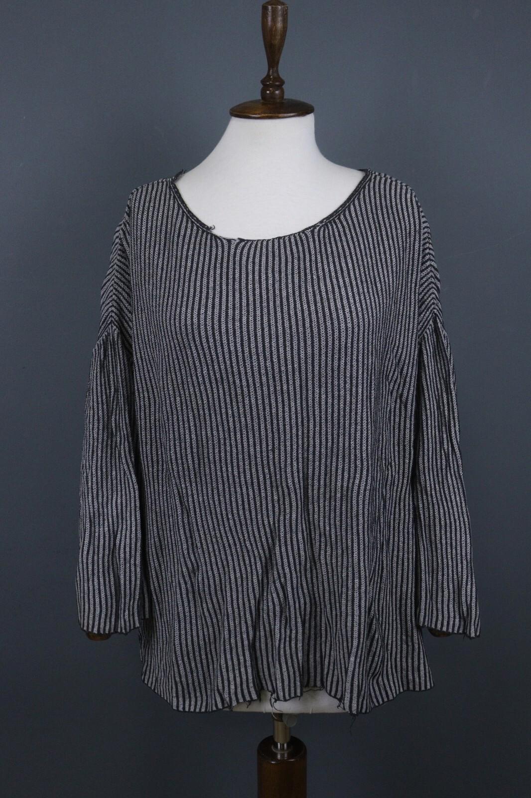 GUDRUN SJODEN Gray Black Striped Long Sleeve Blouse Top – Size S / M