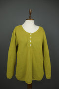 GUDRUN SJODEN Green Knitted Long Sleeve Round Neck Button Front Sweater – Size L