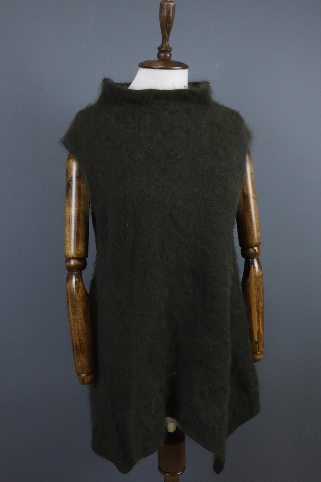 SARAH PACINI Green Angora Knit Sleeveless Shirt Tunic Top One Size