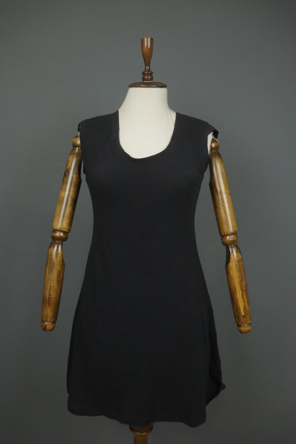 GUDRUN SJODEN Black Organic Cotton Scoop Neck Sleeveless Bodycon Dress – Size S