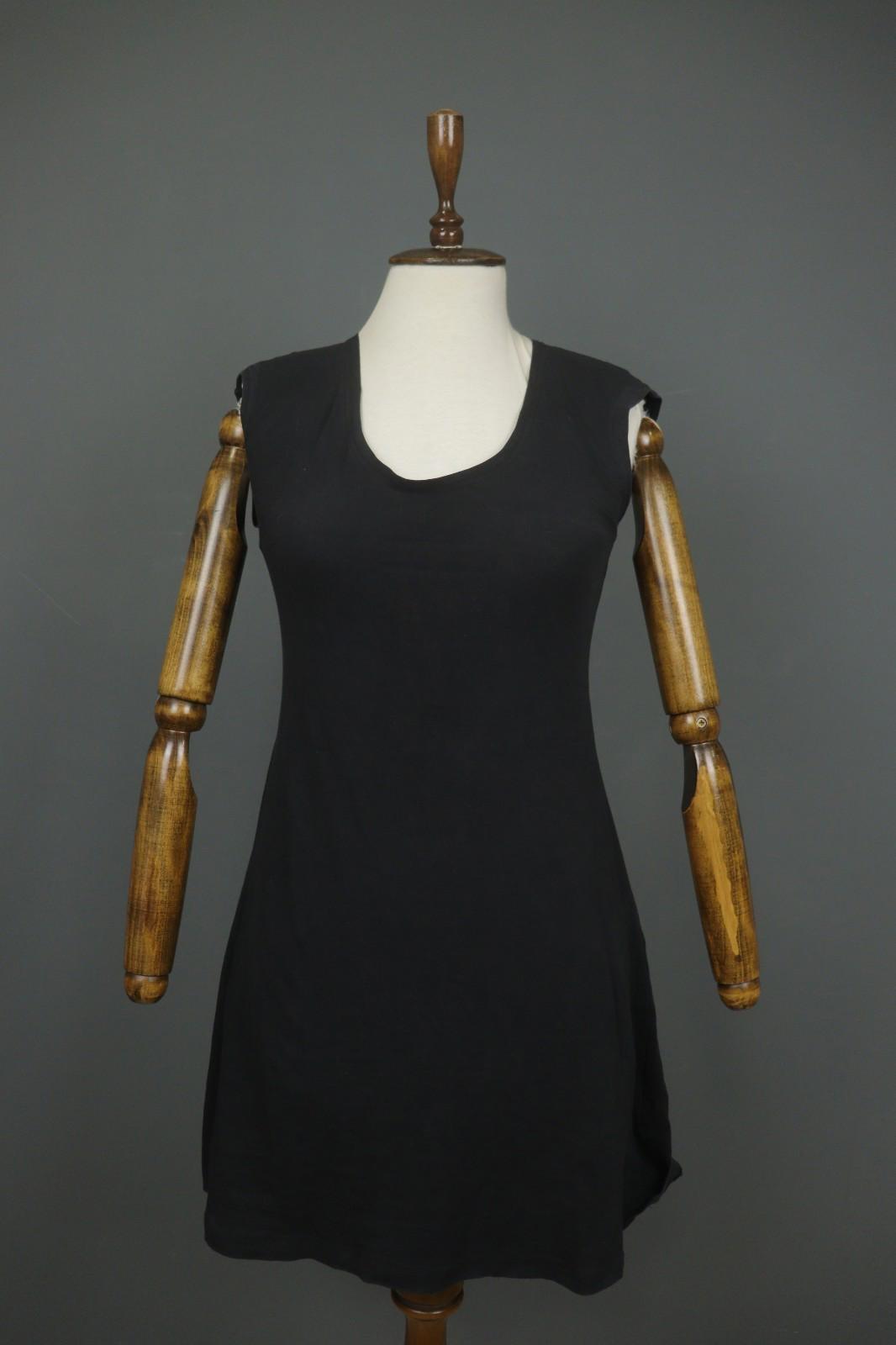 GUDRUN SJODEN Black Organic Cotton Scoop Neck Sleeveless Bodycon Dress – Size S