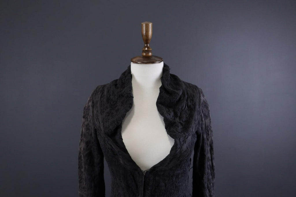 TRANSIT PAR SUCH Gray Linen Embroidered Designer Lagenlook Coat Jacket – Size 2
