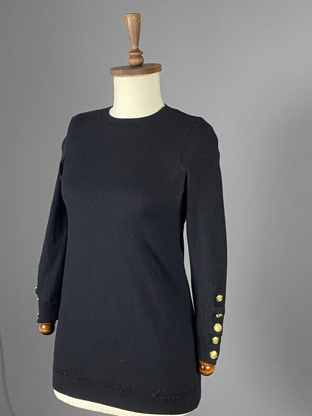LA MAILLE SEZANE Black Merino Wool Knit Button Sleeve Sweater – Size M