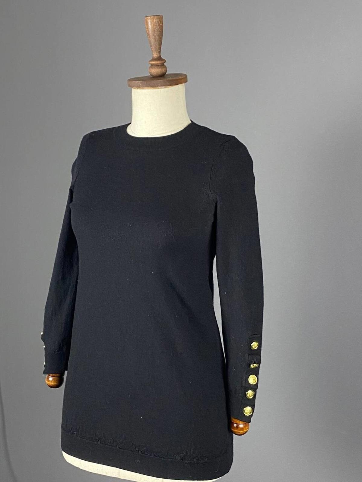 LA MAILLE SEZANE Black Merino Wool Knit Button Sleeve Sweater – Size M