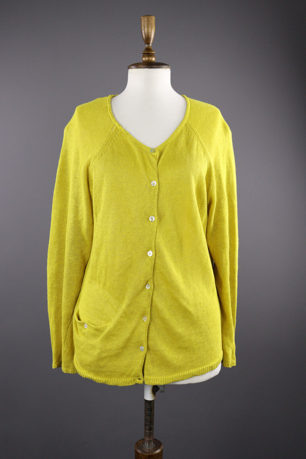 Gudrun Sjöden Yellow Linen Long Sleeve Cardigan Sweater – Women's L