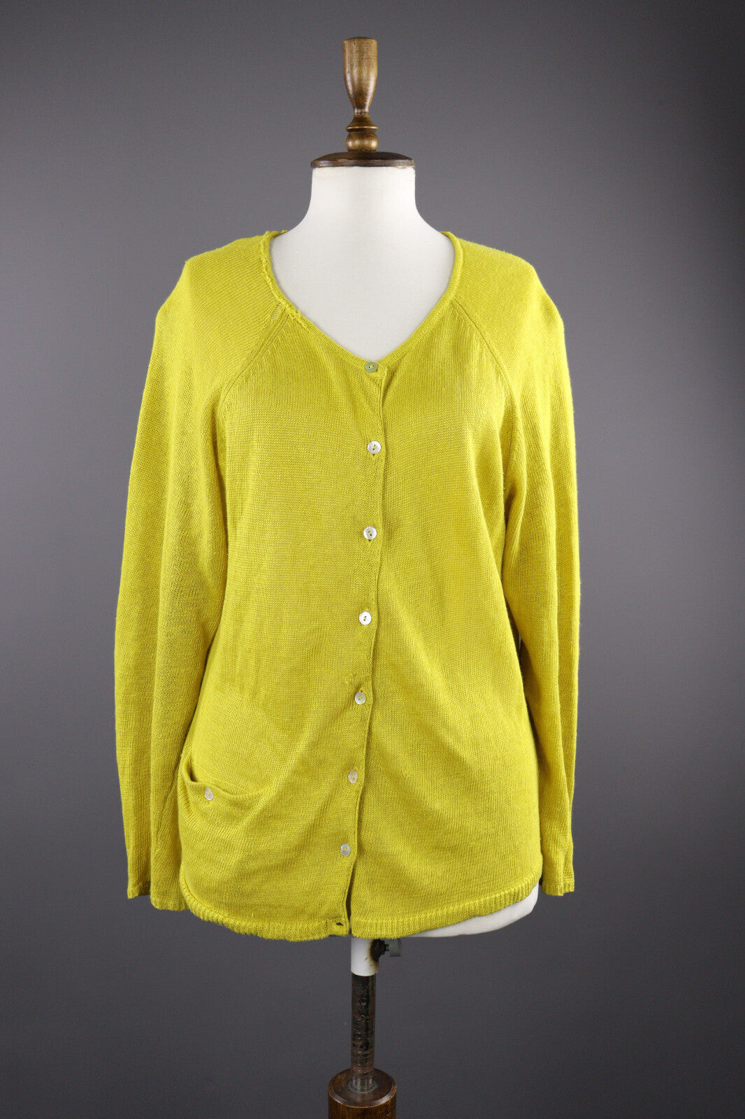Gudrun Sjöden Yellow Linen Long Sleeve Cardigan Sweater – Women's L