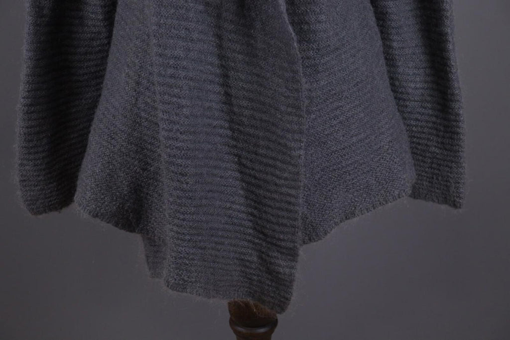 GUDRUN SJODEN Gray Ribbed Mohair Wool Cape Wrape Cardigan Sweater – Size XL