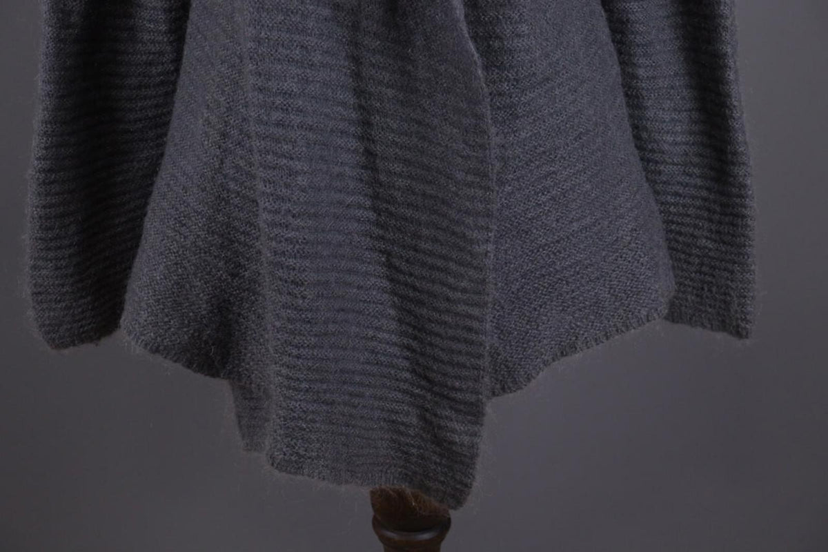GUDRUN SJODEN Gray Ribbed Mohair Wool Cape Wrape Cardigan Sweater – Size XL