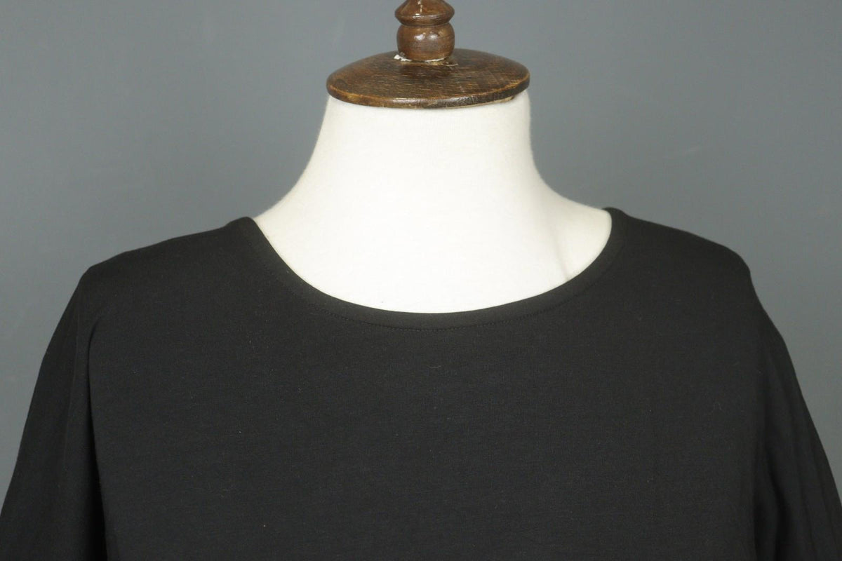 GUDRUN SJODEN Black Cotton Raglan Sleeve Crew Neck Pullover Shirt Top – Size L