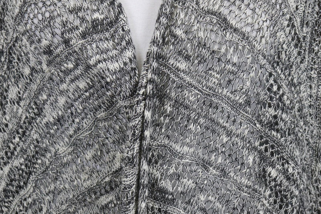 TRANSIT PAR SUCH Black White Deep V-Neck Open Front Long Cardigan – Size 2