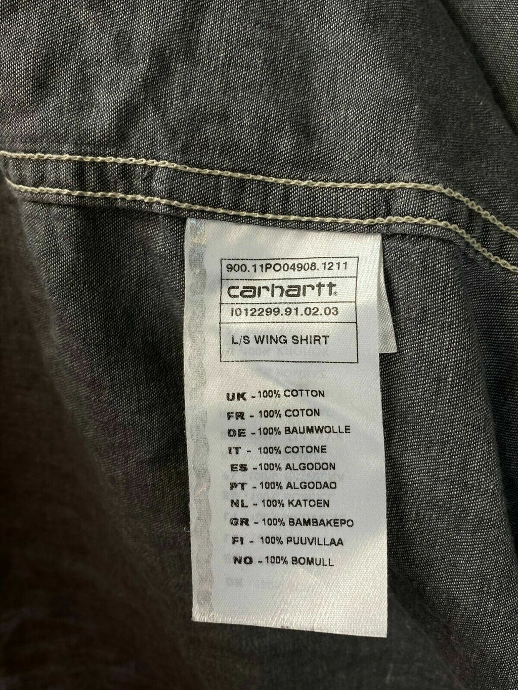 Carhartt L/S Wing Shirt Grey Double Pocket Long Sleeve Shirt – Men's M