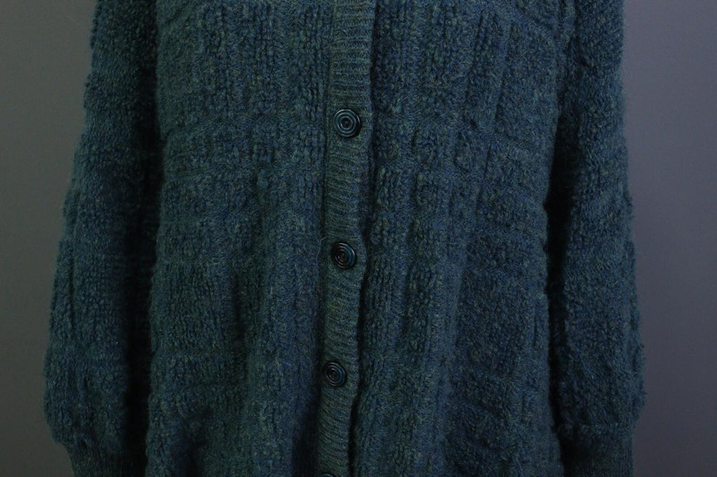 MISSONI Blue Wool Mohair Knit Long Sleeve Button Cardigan Sweater – Size L