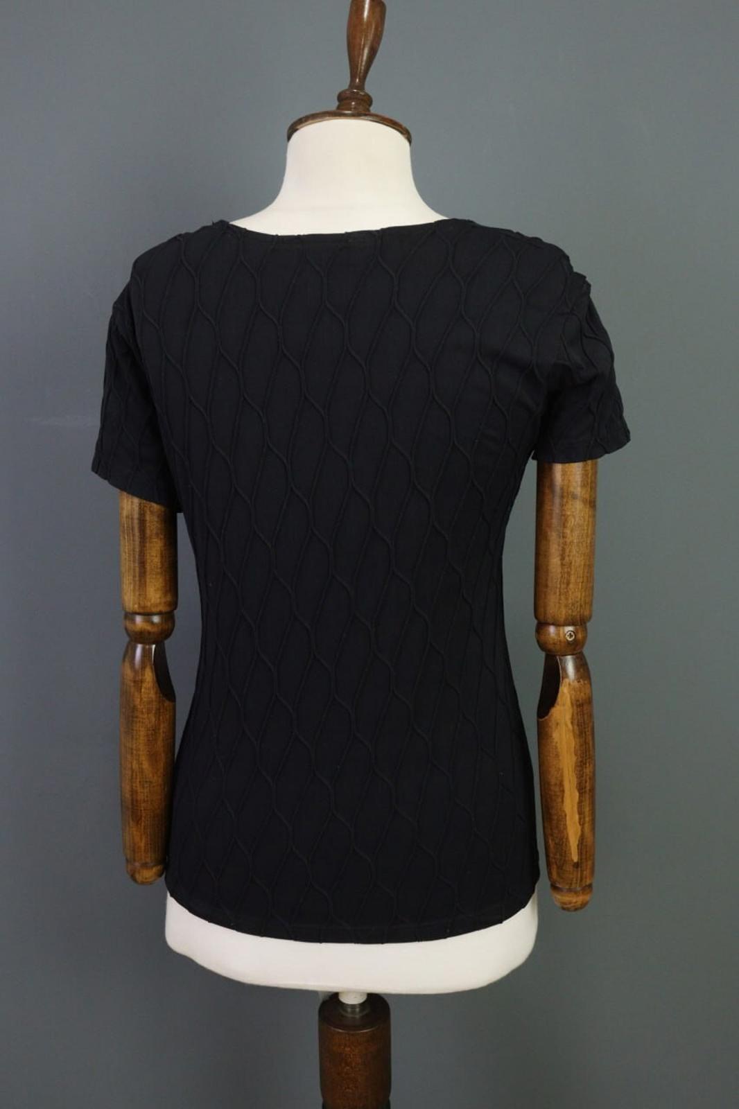 ANNE FONTAINE PARIS Blouse Shirt Black Embroidered Short Sleeve – Size 3