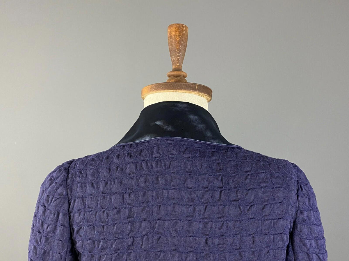 EMPORIO ARMANI Blue Wool Lagenlook Textured Three Button Blazer Jacket – Size 44