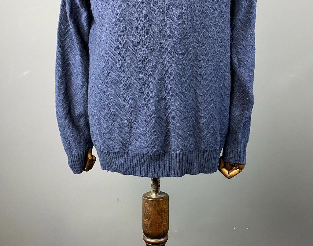 Vintage Men VALENTINO Viscosa/Nylon/Cashmere Blue Knit Sweater – Size 50