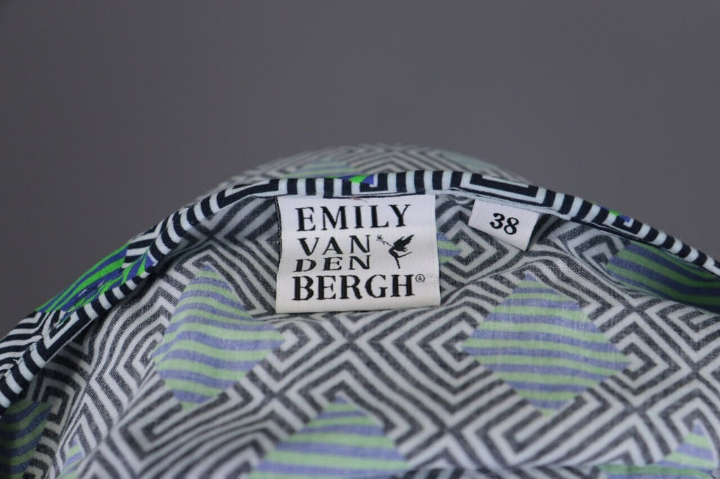 Emily Van Den Bergh Green Geometric Summer Long Sleeve Shirt Top – Size 38