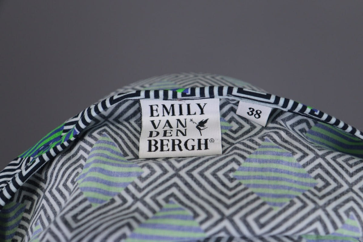 Emily Van Den Bergh Green Geometric Summer Long Sleeve Shirt Top – Size 38