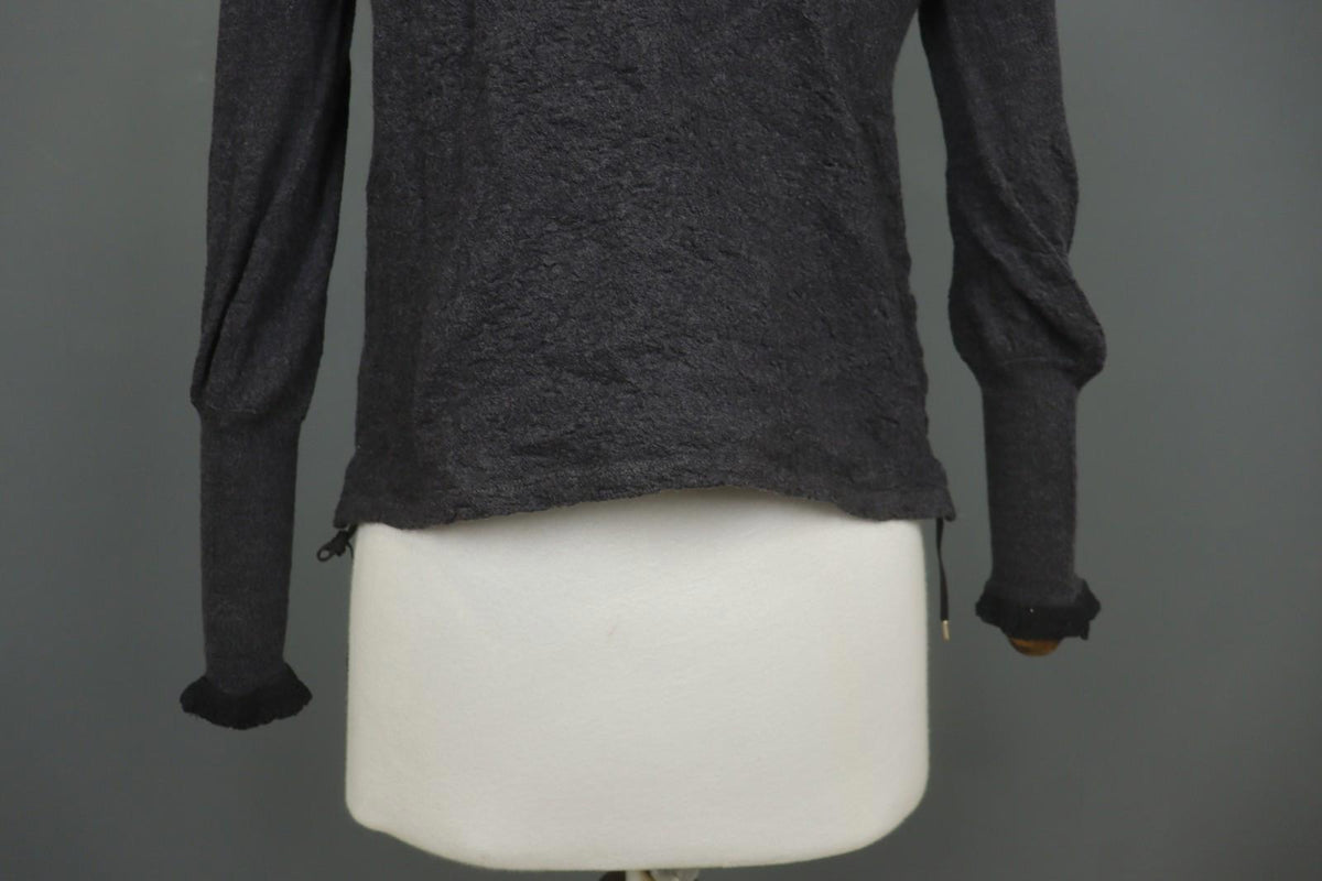 HIGH Use Gray Virgin Wool Knit Long Sleeve Round Neck Pullover Sweater – Size S