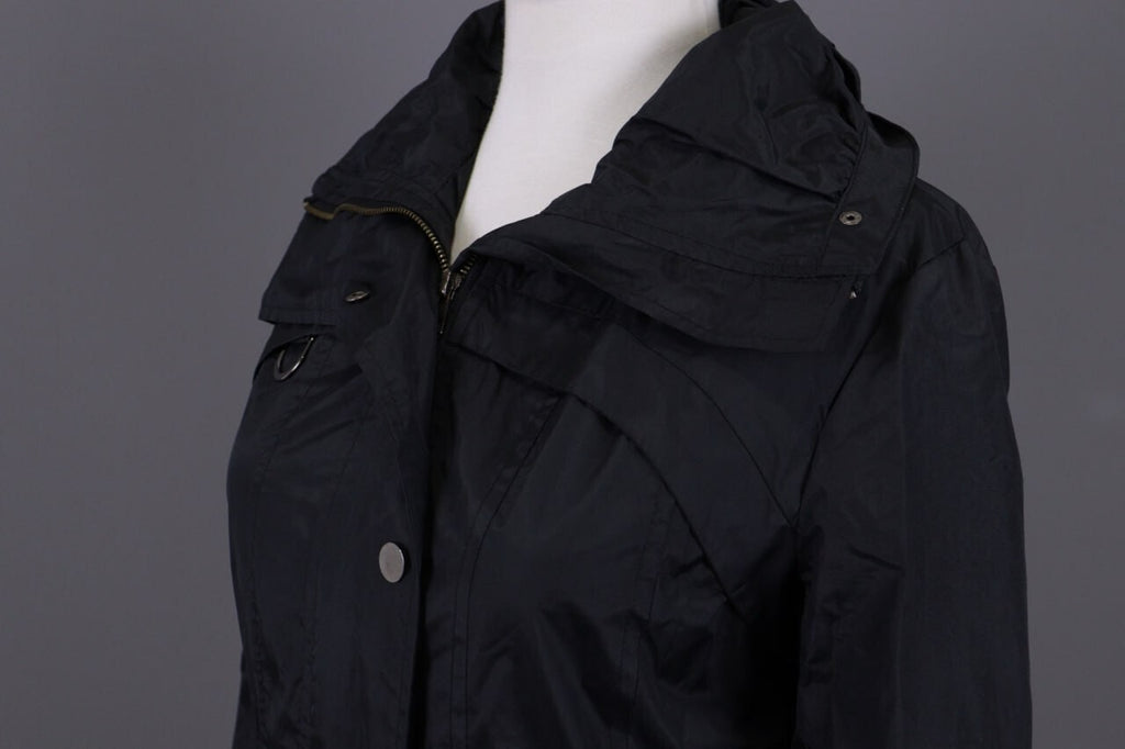 Cop. Copine Black Lagenlook Full Zip Veste Designer Parka Coat Jacket – Size 30