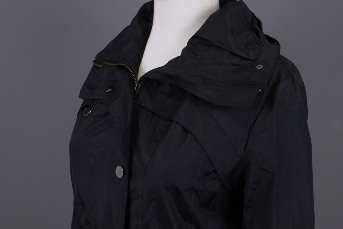 Cop. Copine Black Lagenlook Full Zip Veste Designer Parka Coat Jacket – Size 30