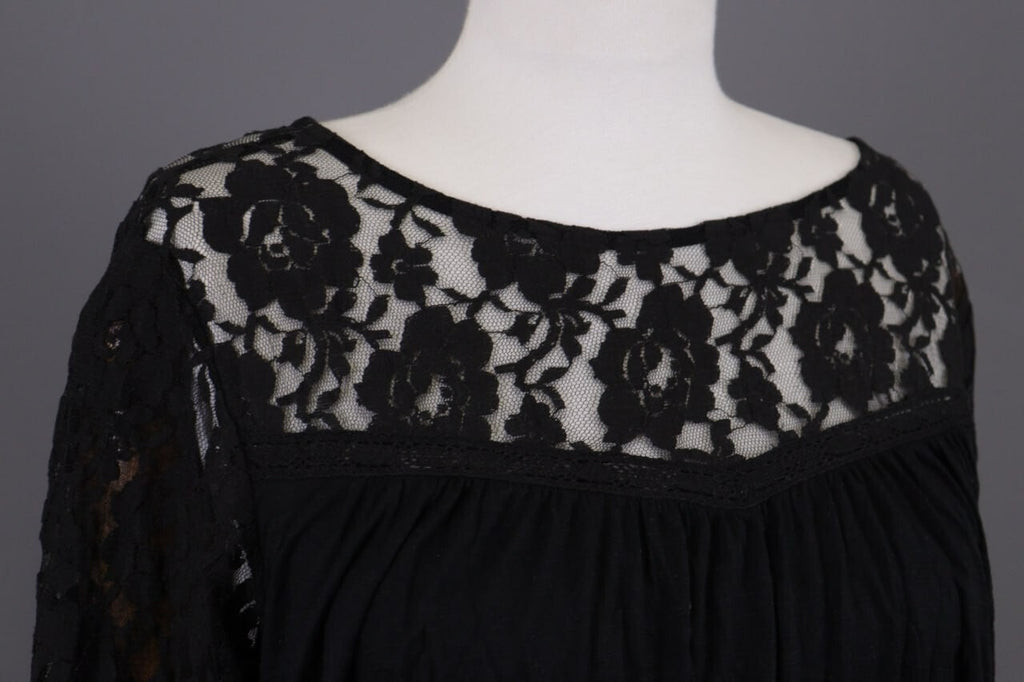 Denim & Supply Ralph Lauren Black Mesh Floral Blouse Top – Size XL