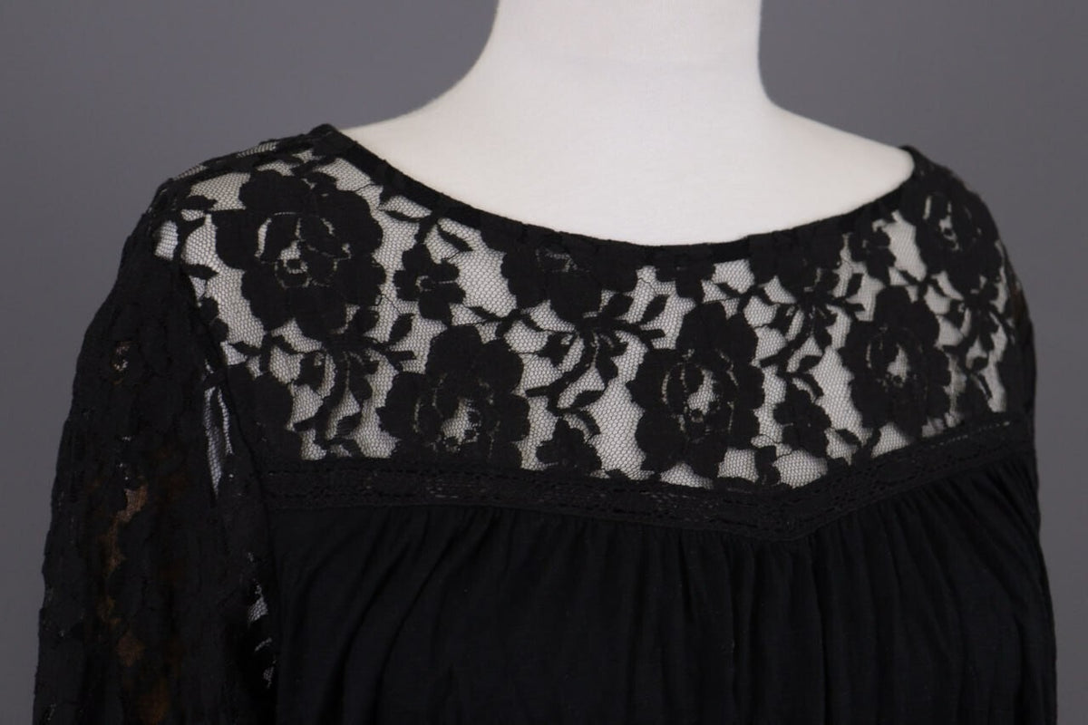 Denim & Supply Ralph Lauren Black Mesh Floral Blouse Top – Size XL