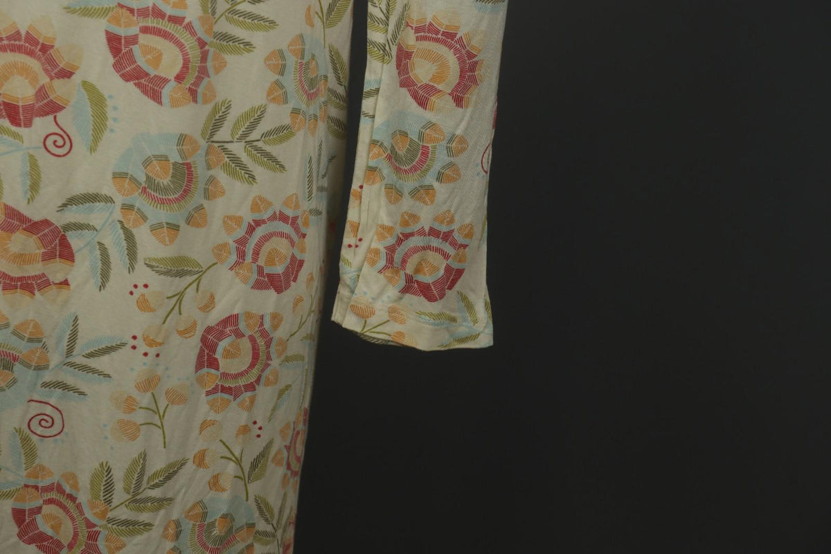 GUDRUN SJODEN Multicolor Floral Modal Long Sleeve Round Neck Shift Dress – Size L