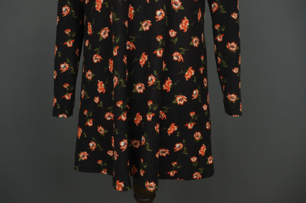 LAURA ASHLEY Black Floral Print Keyhole Front Long Sleeve Sheath Dress – Size M/L