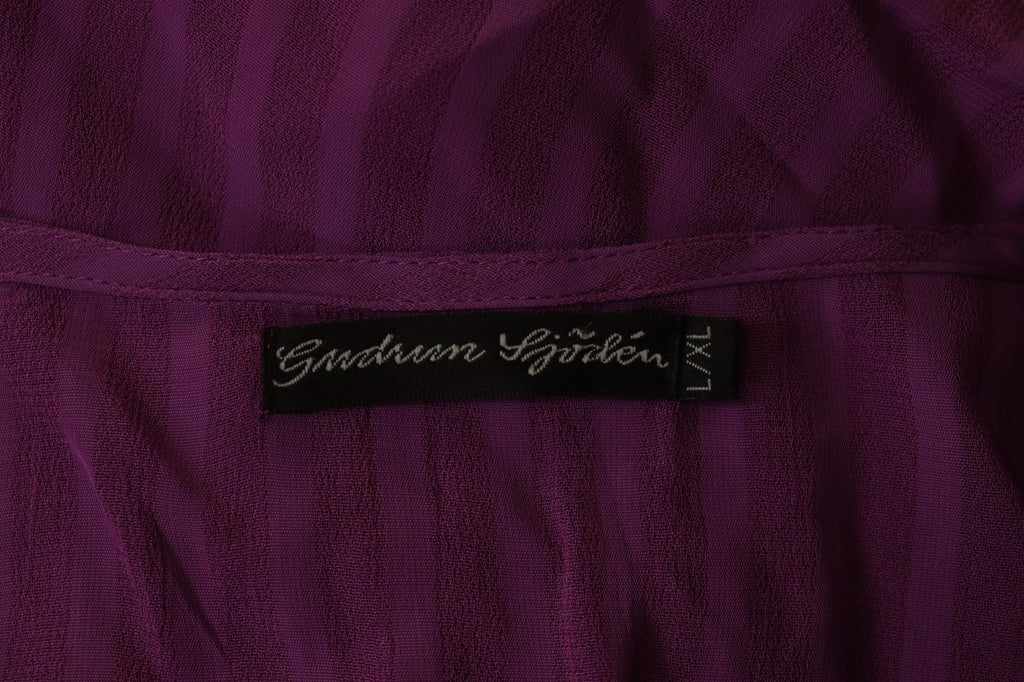 GUDRUN SJODEN Pink Striped 100% Viscose Short Sleeve Pullover Blouse Top Sz L/XL