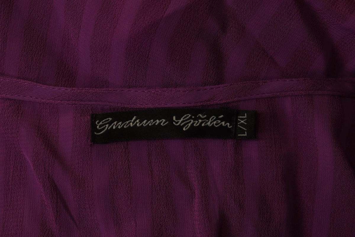 GUDRUN SJODEN Pink Striped 100% Viscose Short Sleeve Pullover Blouse Top Sz L/XL