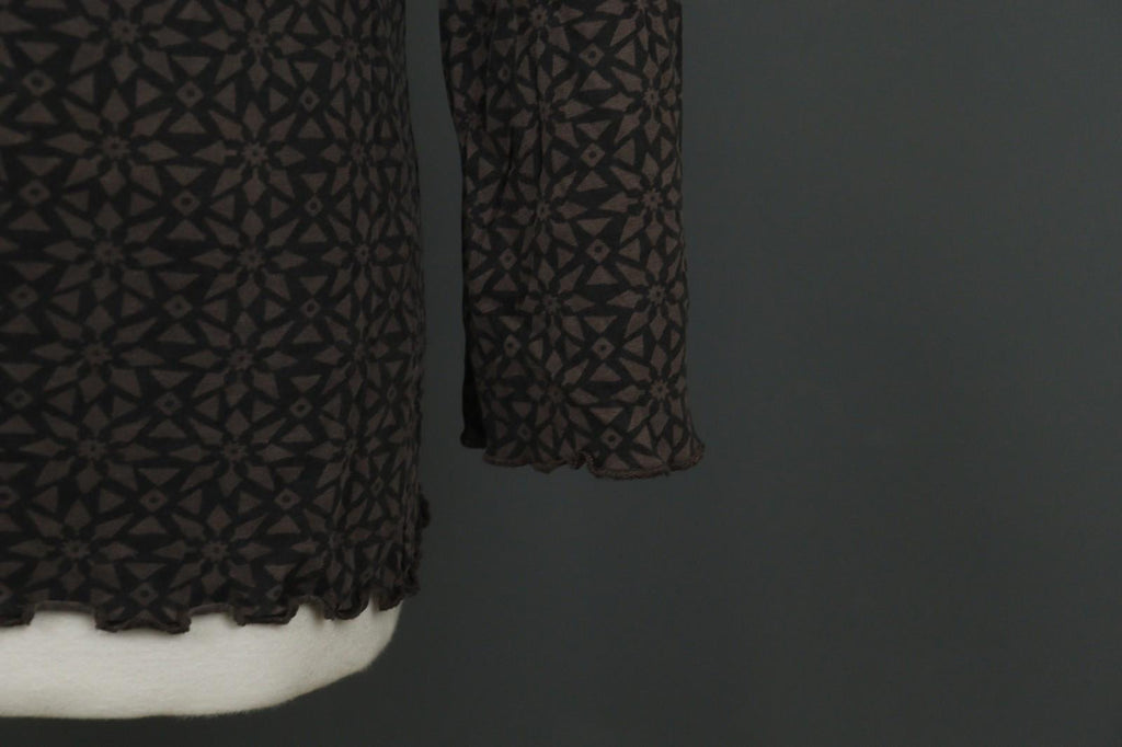 GUDRUN SJODEN Brown Printed Long Sleeve Round Neck Tunic Blouse Top – Size S