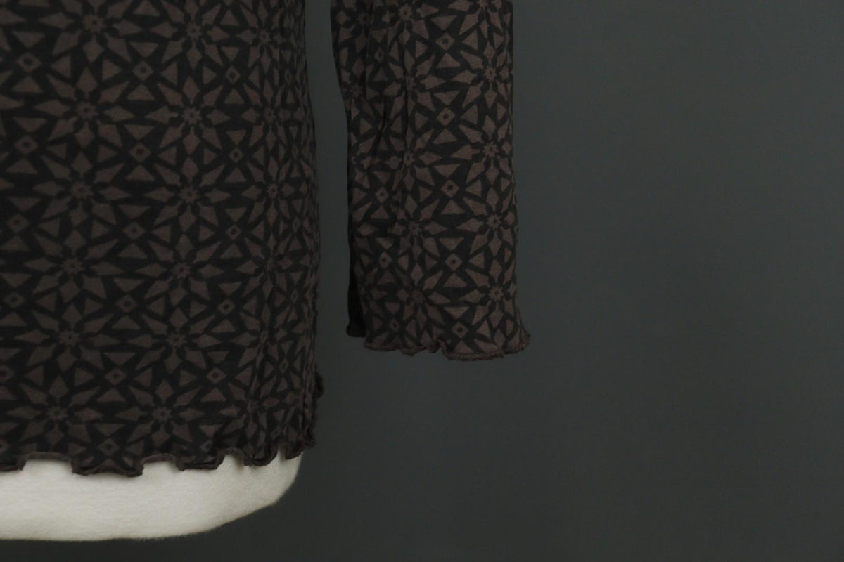GUDRUN SJODEN Brown Printed Long Sleeve Round Neck Tunic Blouse Top – Size S